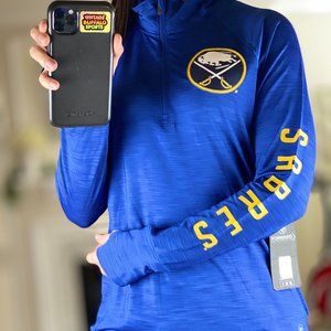 Buffalo Sabres NHL '47 Brand Forward Shade 1/4 Zip Pullover Jacket Women XL NWT